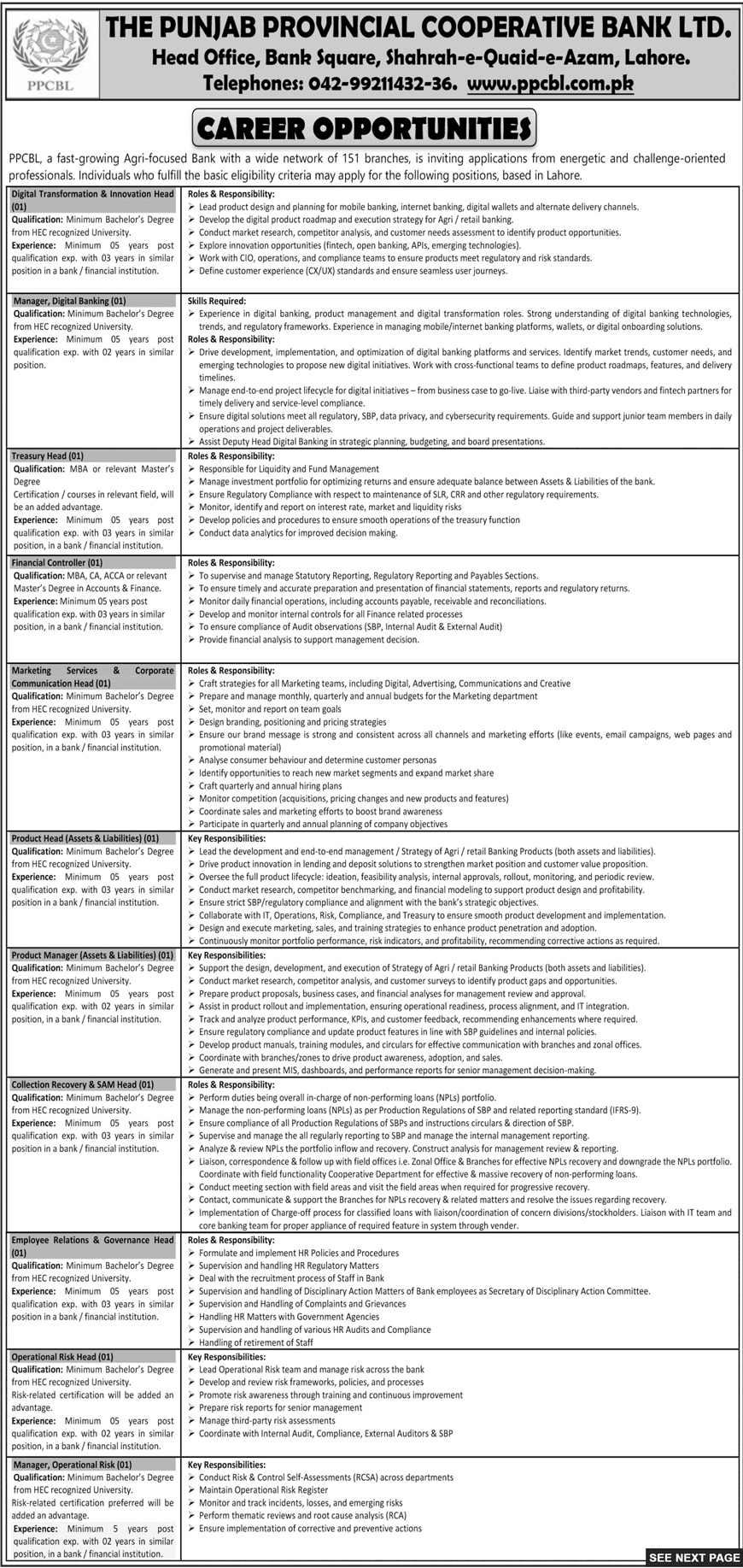 Jobs in PPCBL Lahore